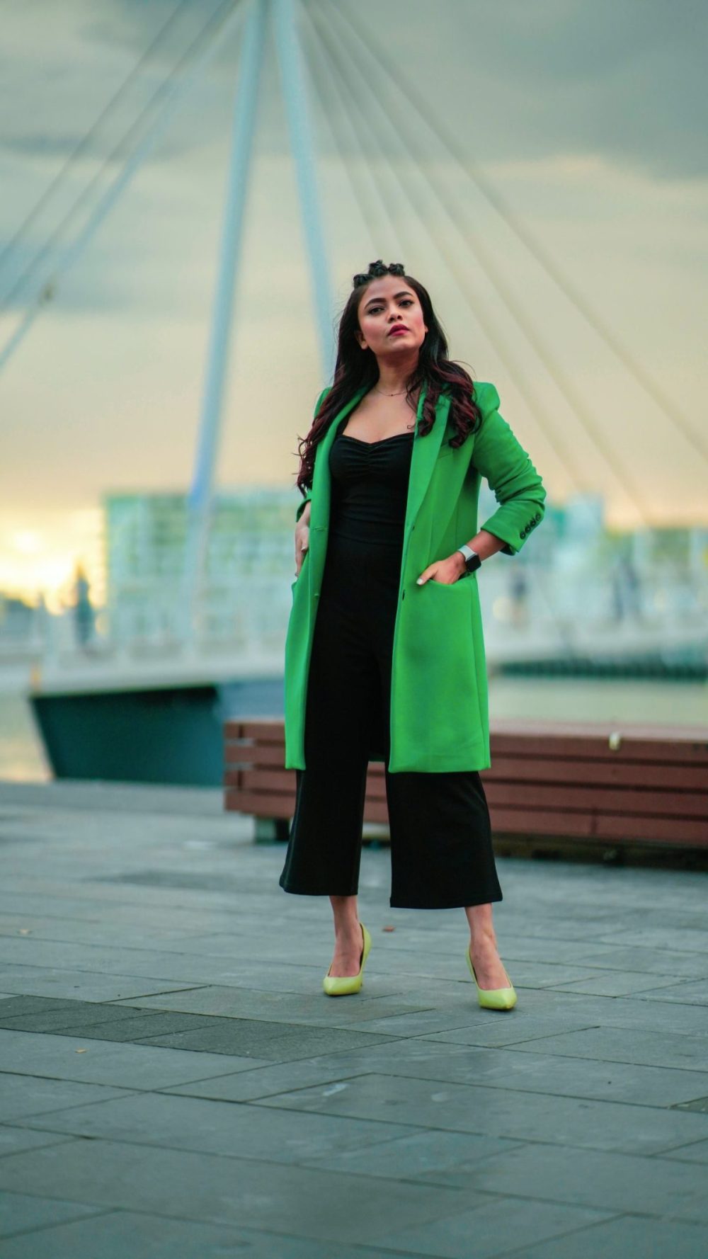 green and black plus size outfit